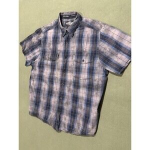 Harley-Davidson Shirt Mens XL Gray Blue Plaid Short Sleeve Button Down Skull